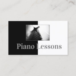 Tarjeta De Visita Piano Music Teacher Black & White Business Card