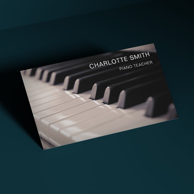 Tarjeta De Visita Piano Teacher Black&White Modern Business Card (Subido por el creador)