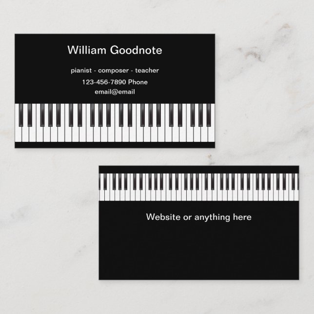 Tarjeta De Visita Piano Teacher Composer Pianista Tema (Anverso / Reverso)