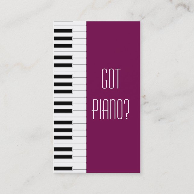 Tarjeta De Visita Piano Teacher Jugador Pianista Estudio de Músico (Anverso)