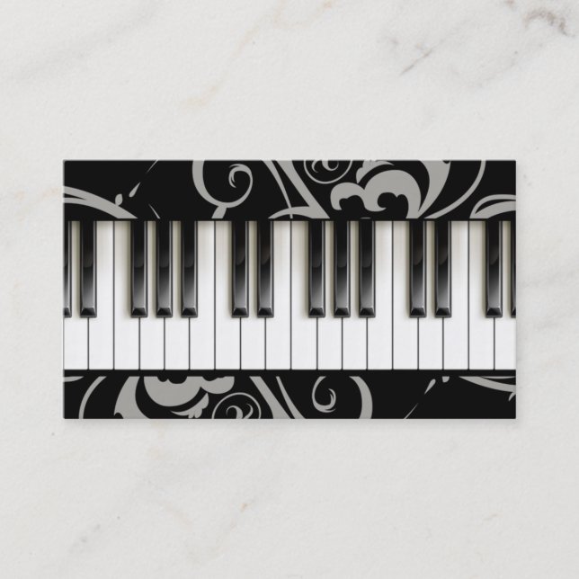 Tarjeta De Visita Piano Teacher Player Musician Instrumental Studio (Anverso)