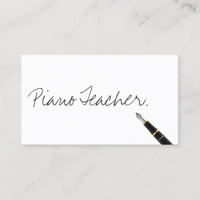 Tarjeta De Visita Piano Teacher Typografía manuscrita Música (Anverso)