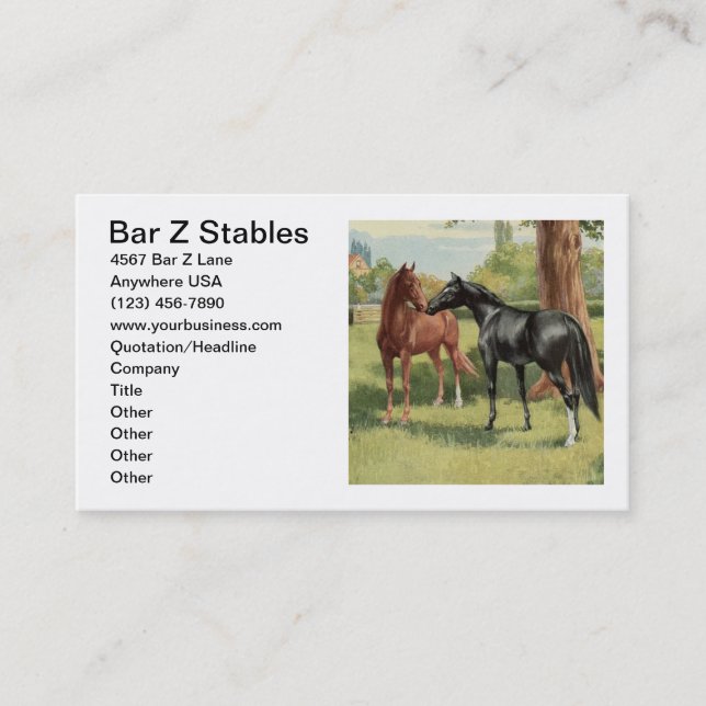 Tarjeta De Visita Picadero ecuestres de la imagen del caballo del (Anverso)