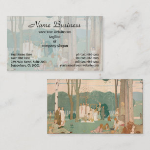 Tarjeta De Visita Pícnic Panorámico Vintage en el Bosque de Abedules