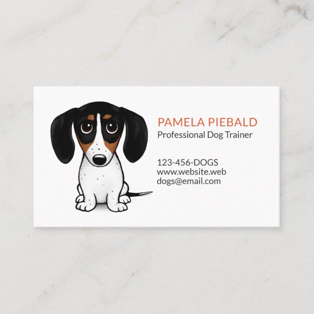 Tarjeta De Visita Piebald Dachshund| Personalizado de Perro Cachorro (Anverso)