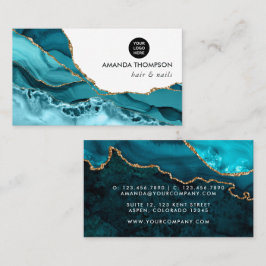 Tarjeta De Visita Piedra de Agitación de Geodo Turquesa y Oro