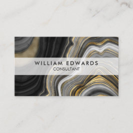 Tarjeta De Visita Piedra de mármol gris y dorado negro
