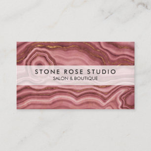 Tarjeta De Visita Piedra de mármol rosa y dorada del Rosa