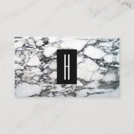 Tarjeta De Visita Piedra moderna de mármol blanco y negro, monograma