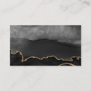 Tarjeta De Visita Piedra negra de Purpurina dorado y gris oscuro