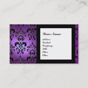 Tarjeta De Visita Piedra preciosa DAMASK MONOGRAMA morada