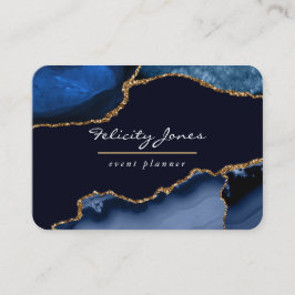 Tarjeta De Visita Piedra preciosa de ágata dorada y azul marino
