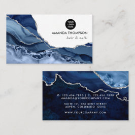 Tarjeta De Visita Piedra preciosa de la Marina y el Agato de Plata