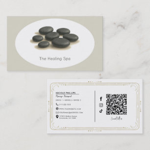 Tarjeta De Visita Piedras Planas Grises y Beiges Modernas Spa Sanado