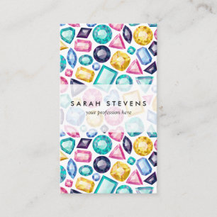 Tarjeta De Visita Piedras preciosas brillantes femeninas elegantes