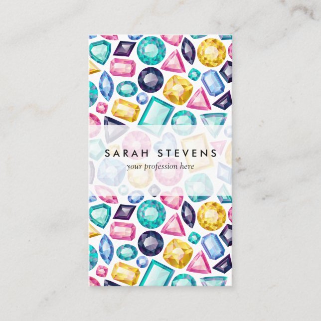 Tarjeta De Visita Piedras preciosas brillantes femeninas elegantes (Anverso)