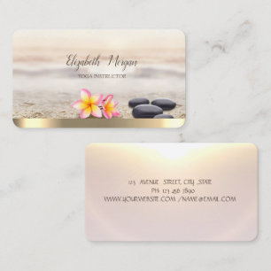 Tarjeta De Visita Piedras Zen, Flores, Yoga Dorado
