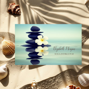 Tarjeta De Visita Piedras Zen Orquídea Blanca