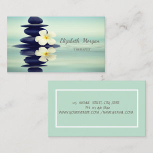 Tarjeta De Visita Piedras zen terapeutas, Orquídea Blanca Verde