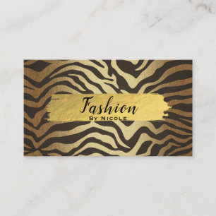 Tarjeta De Visita Piel de Animal Estampado de Cebra Glam Moderno