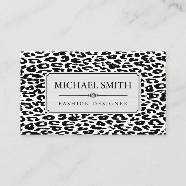 Tarjeta De Visita Piel de Leopardo Moderno Profesional Elegante #25 (Anverso)