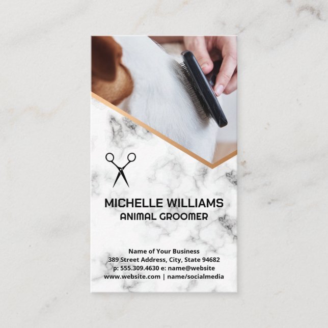 Tarjeta De Visita Piel de Perro Combing Groomer (Anverso)