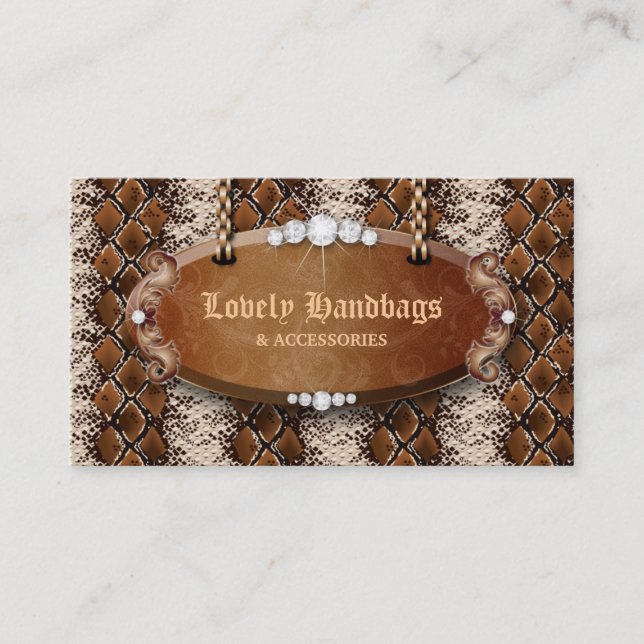 Tarjeta De Visita Piel de serpiente Brown del cuero del monedero de (Anverso)