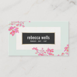 Tarjeta De Visita Piel floral rosa y spa de las uñas