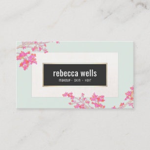 Tarjeta De Visita Piel floral rosa y spa de las uñas