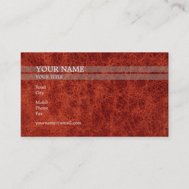 Tarjeta De Visita Piel Roja | Elegante (Anverso)