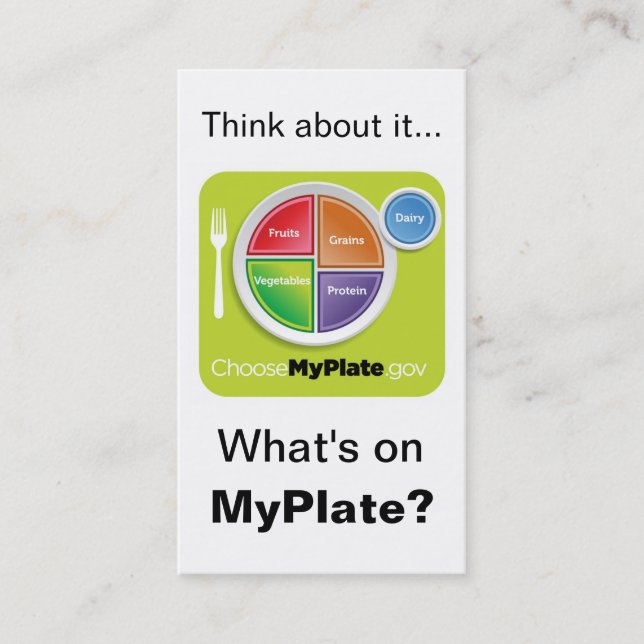 Tarjeta De Visita Piense en la señal de MyPlate - blanco (Anverso)