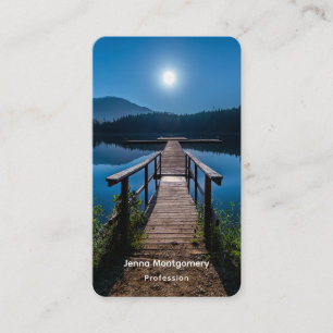 Tarjeta De Visita Pier de noche bajo una luna llena