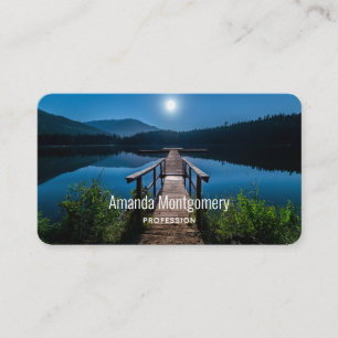 Tarjeta De Visita Pier de noche bajo una luna llena