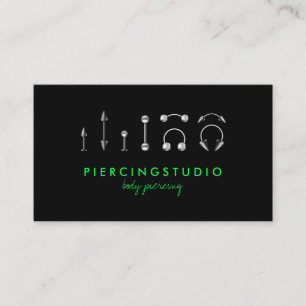 Tarjeta De Visita Piercing corporal metálico neon verde