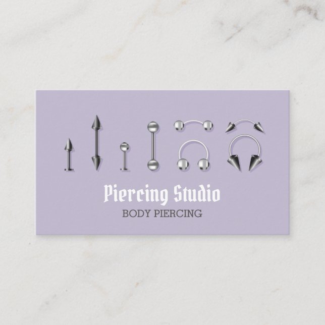 Tarjeta De Visita Piercing de la Joyería Corporal Lilac (Anverso)