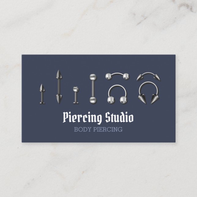 Tarjeta De Visita Piercing en la tienda de joyería de la Armada (Anverso)