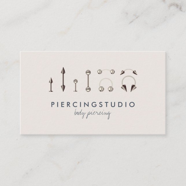 Tarjeta De Visita Piercing Jewelry Studio Navy Ivory (Anverso)