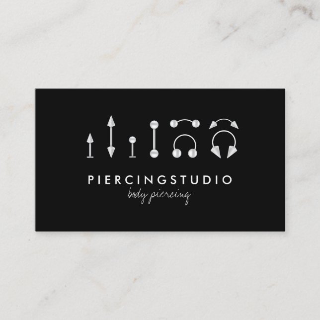 Tarjeta De Visita Piercing Tattoo Studio Black (Anverso)