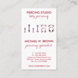 Tarjeta De Visita Piercings de joyería de cuerpo rojo