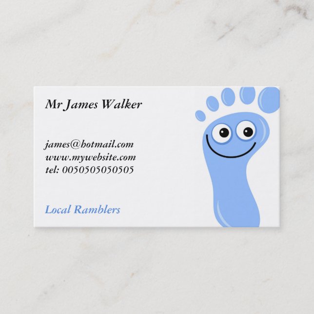 Tarjeta De Visita Pies azules felices, Sr. James Walker, (Anverso)