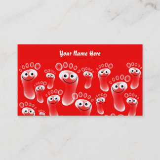 Tarjeta De Visita Pies rojos felices, su nombre aquí