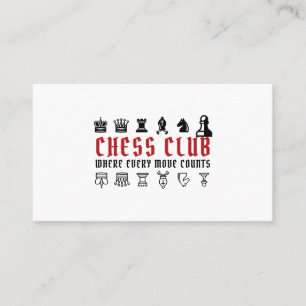Tarjeta De Visita Piezas de ajedrez, club de ajedrez