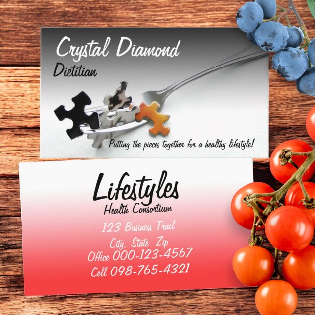 Tarjeta De Visita Piezas De Rompecabezas En Tines De Horquilla Salud (business card template front and back template)