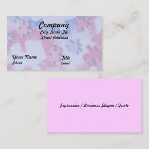 Tarjeta De Visita Piezas de rompecabezas rosas y azules