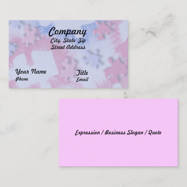 Tarjeta De Visita Piezas de rompecabezas rosas y azules (Anverso / Reverso)