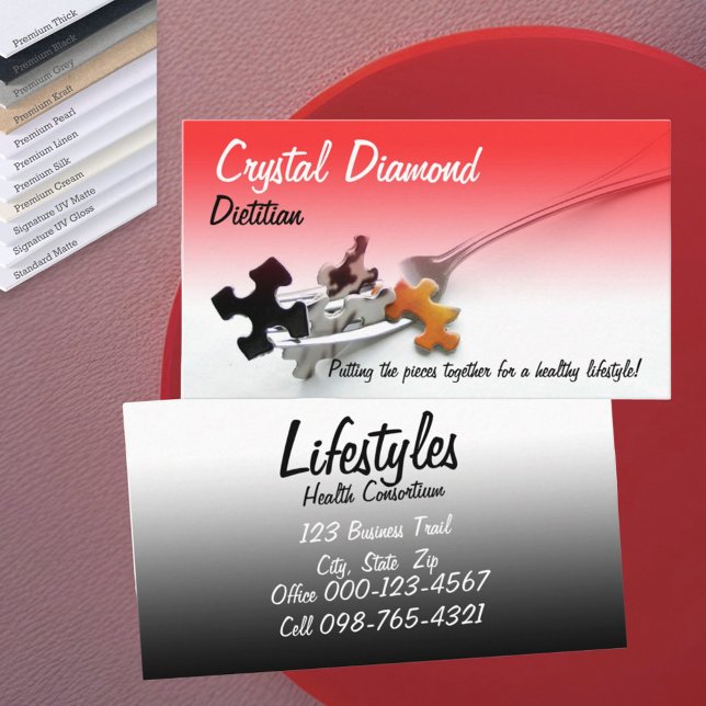 Tarjeta De Visita Piezas De Rompecabezas Sobre La Ocupación Profesio (front and back business card red and black gradient template)