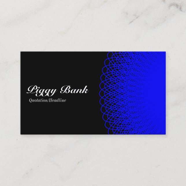 Tarjeta De Visita Piggy Bank - Azul sobre negro (Anverso)