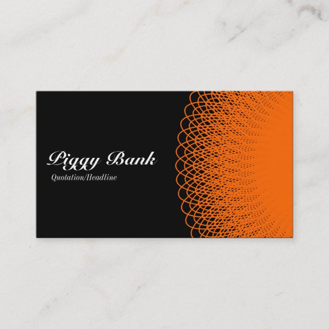 Tarjeta De Visita Piggy Bank - Naranja en negro (Anverso)