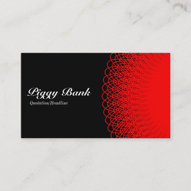 Tarjeta De Visita Piggy Bank - Rojo sobre negro (Anverso)