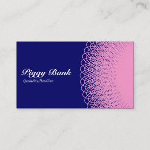 Tarjeta De Visita Piggy Bank - Rosa sobre azul marino 000066